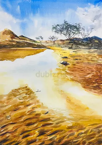 Original Desert Landscape Watercolor Painting — A2 Size without frame