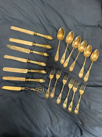 Antique Imperial Russian Silver Cutlery Set – 84 Silver – Varypaev – 6 Persons