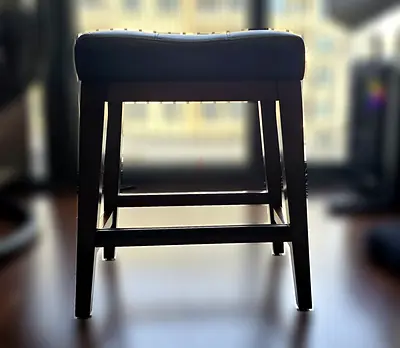 Black Wooden Counter Stool - PU Seat