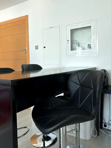 Set of 2 Black Adjustable Bar Stools with Padded Seats