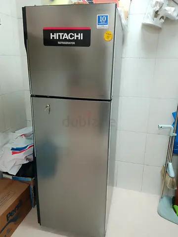 Hitachi 2-Door Refrigerator - Silver, Good Condition