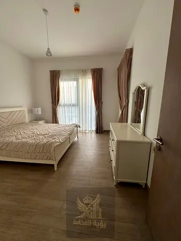 For annual rent in Maryam Island, Sharjah, fully furnished one bedroom apartment with living room and bathroom in a prime location. Free gym, free swi