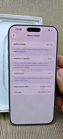 iPhone 17 Pro Max Silver- 93% Battery Health, First Used Nov 2025
