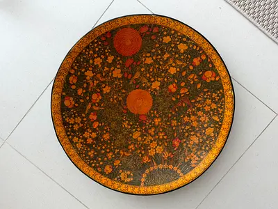 Large hand-painted wall plate from Kashmir