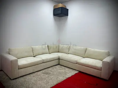 Beige color pottery barn corner sofa