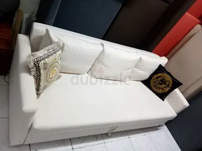 Modern 3 Seater White Fabric Sofa bed with storage IKEA