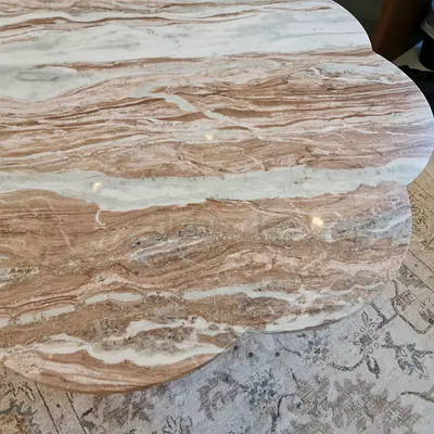 Real Heavy Marble & Wood Table - Made By OC Home