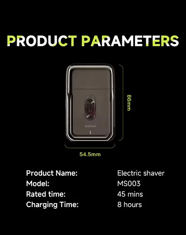 Compact Electric Shaver MS003 — Cordless Travel Razor (45 min)