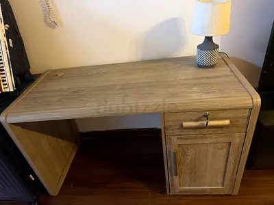 Compact wooden study/work desk with storage cabinet