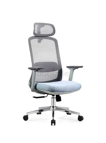 Ergonomic Office Chair with Headrest - Light Grey Mesh | Wholesale & Retail