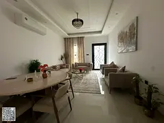 **English Translation:** Fully furnished villa for annual rent, consisting of 4 master bedrooms, a m
