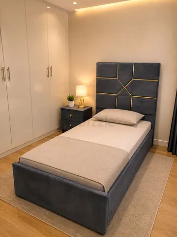 Wooden Valvet Fabric Single Bed Frame