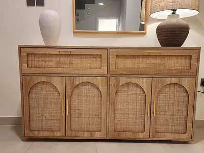 Rattan console table