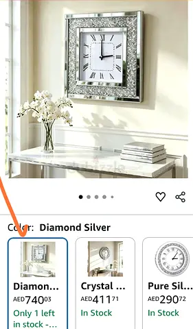 DMDFIRST Silver Square Mirror Clock 20x20inches Crystal Sparkle Twinkle Bling Crushed Diamond Mirror