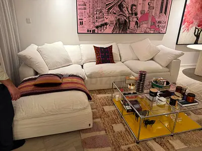 Marina home feather filled luscious sofa with footstool