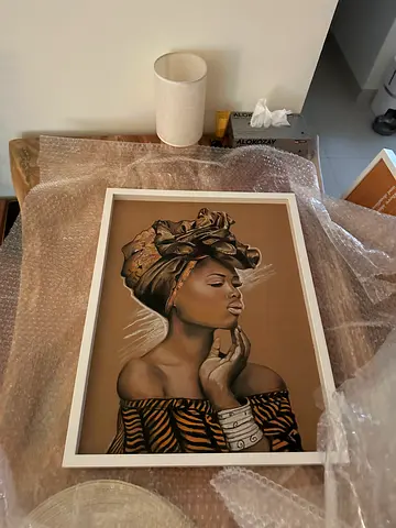 Framed African Woman Portrait Painting — Ready to Hang