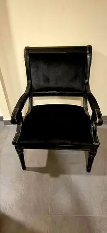 Mid Centurt Black Velvet Accent Armchair with Wooden Frame