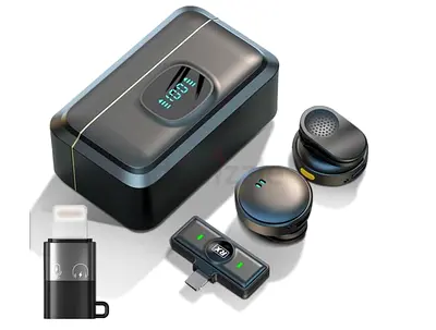 Wireless Microphone Compatible with iPhone, Android, Camera, PC & Laptop