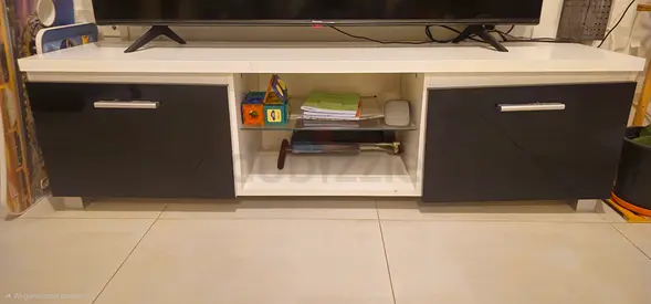 TV Entertainment Unit - White & Black, Good Condition