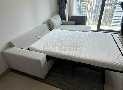 Light beige L-Shape Sofa Bed IKEA vimle