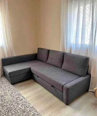 Grey L-Shaped Corner Sofa Bed