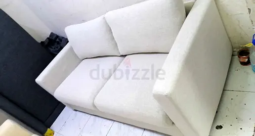 Comfortable 2-Seater Fabric Sofa in Light Beige
