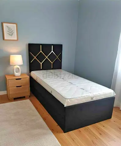 Single Bed with Storage Base and Decorative Headboard - Black