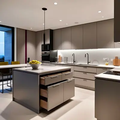 Modern matte grey kitchen island