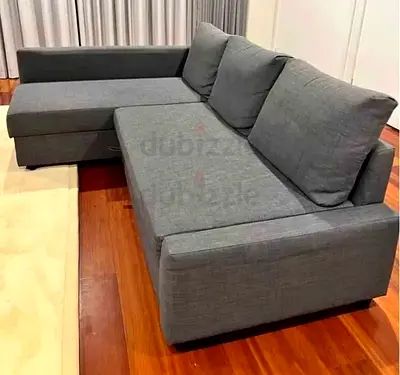 Grey L-Shaped Sectional Sofa-bed with storage IKEA l