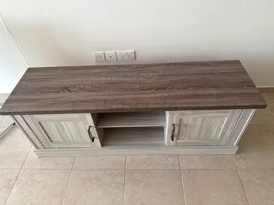 Wooden TV Cabinet / Entertainment Unit - Light Grey Finish