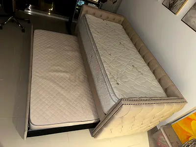 Beige Tufted Sofa Bed | Used Once | Basically New
