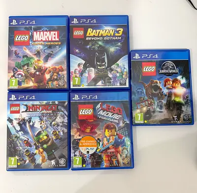 Bundle of 5 PS4 LEGO Games – Marvel, Batman 3, Jurassic World, Ninjago, The LEGO Movie