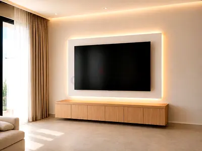 Custom TV Cabinet with LED Wall Panel – Modern Living Room TV Unit