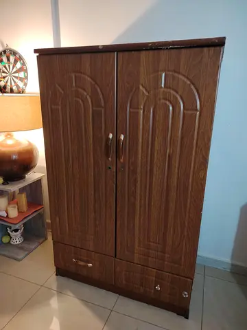 Wooden 2-door Wardrobe with Drawers - Good Condition