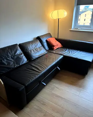 Black L-Shaped Corner Sofa Bed