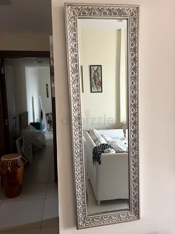Large Silver Ornate Full-Length Wall Mirror