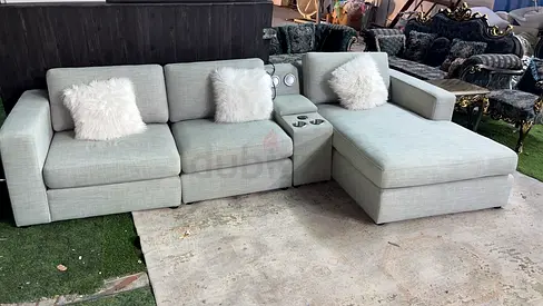 Title: Home Centre Grey L-Shape Sofa