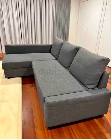 Grey L-Shaped Corner Sofa Bed