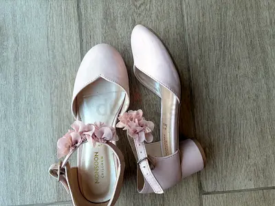 Monsoon Light pink floral ankle-strap block heels (size unknown) - gently used