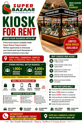 KIOSK / COUNTERS for RENT in Hypermarket