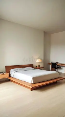 Minimal Wooden Platform Bed with Matching Nightstands