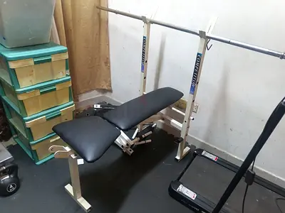 Adjustable Home Weight Bench with Barbell Rack and Plates