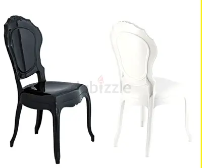 Set of 2 Modern Classic Dining Chairs – Black and White Plastic Frame