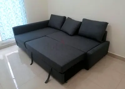 Comfortable Dark Grey L-Shape Sofa Bed with Storage