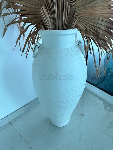 White Ceramic Floor Vase / Decorative Amphora