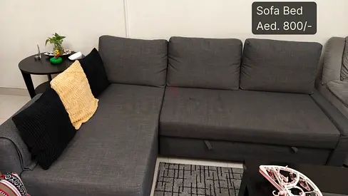 Grey L-shaped Sofa Bed - Good Condition