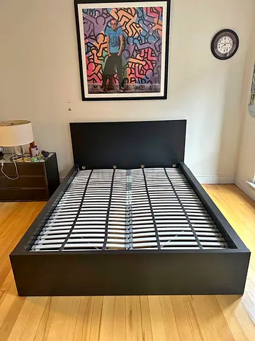 IKEA MALM Queen Size Black Bed – Complete with Mattress