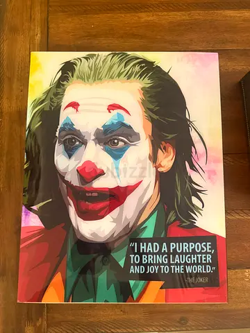 Joker Pop Art Canvas Print — Colorful Portrait with Quote