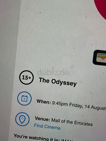 IMAX The oddssey ticket MOE 9:45