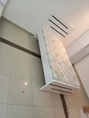 New Single bed frame with mattress - white wooden